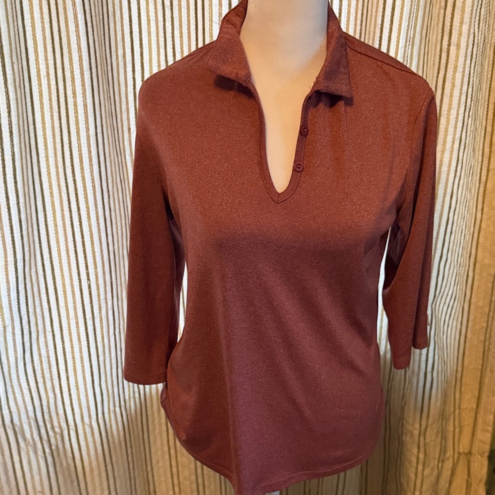Elegant Women's Button Down Rust Shirt
